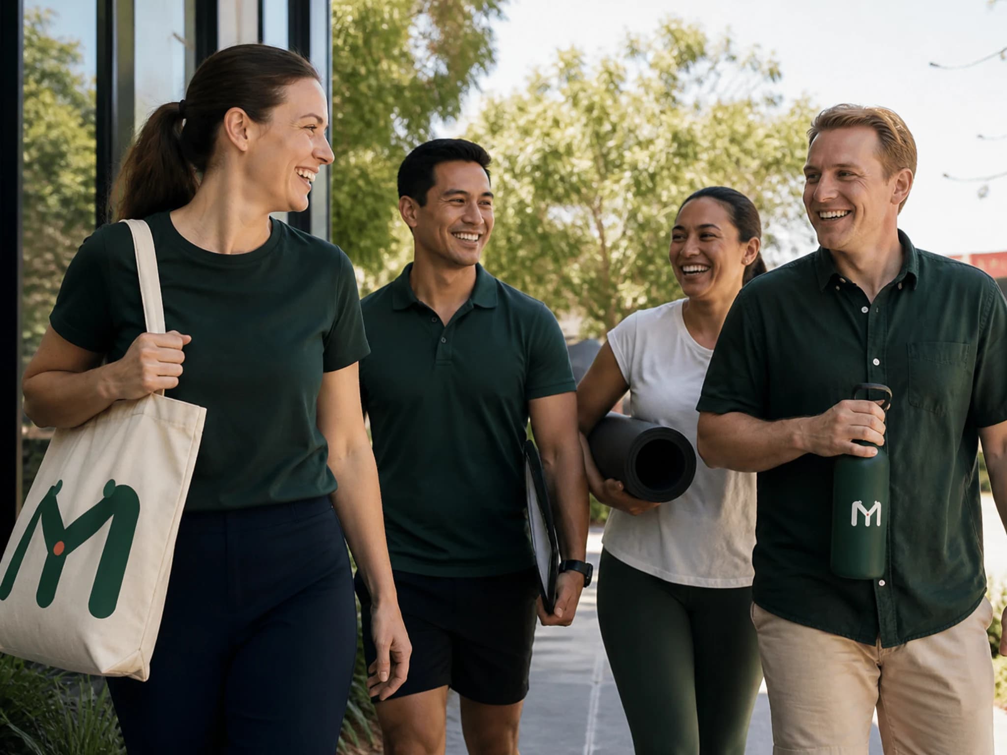 Allied health colleagues arriving at work together