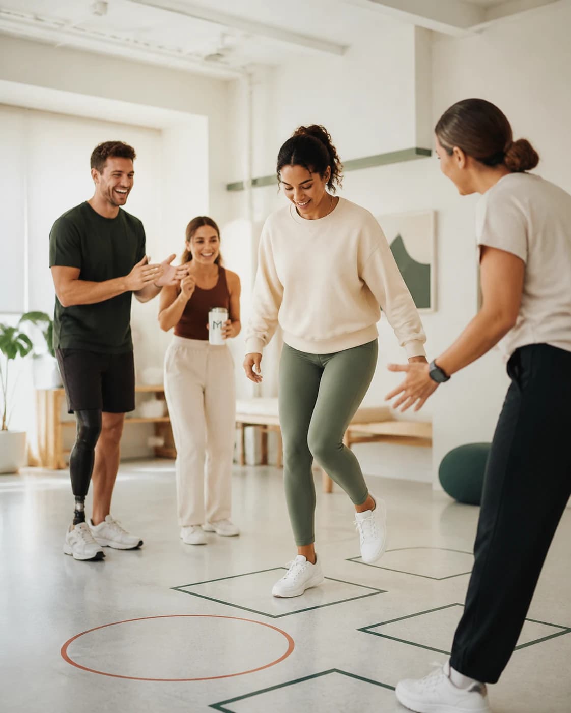 Adults taking part in a group movement session